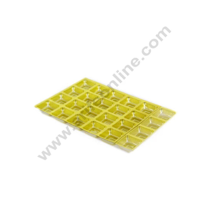 24 Cavity Cake Decor Golden Metallic Color Chocolate Cavity Tray (Pack of 10 pcs) - CAKE DECOR