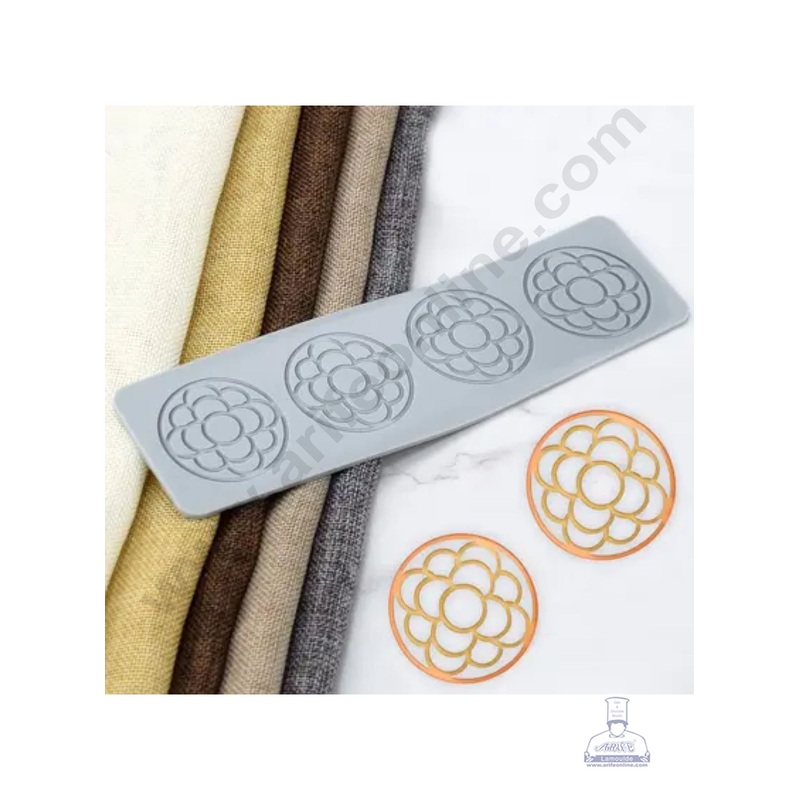 4 Cavity Silicon Round Net Shape Chocolate Garnishing Mould | Cake Insert Decoration Mould - CAKE DECOR
