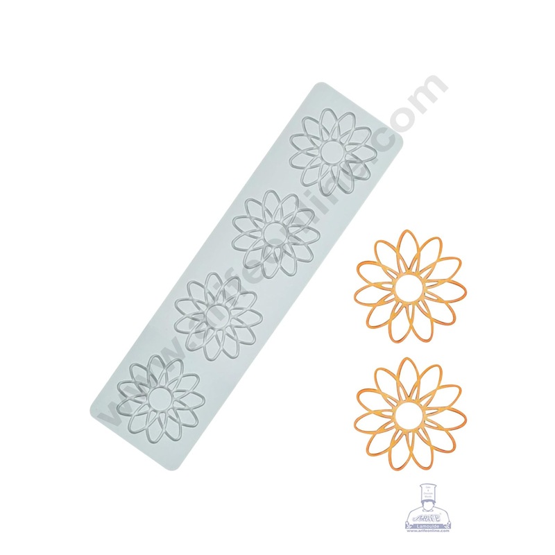 4 Cavity Silicon Sunflower Shape Chocolate Garnishing Mould | Cake Insert Decoration Mould - CAKE DECOR