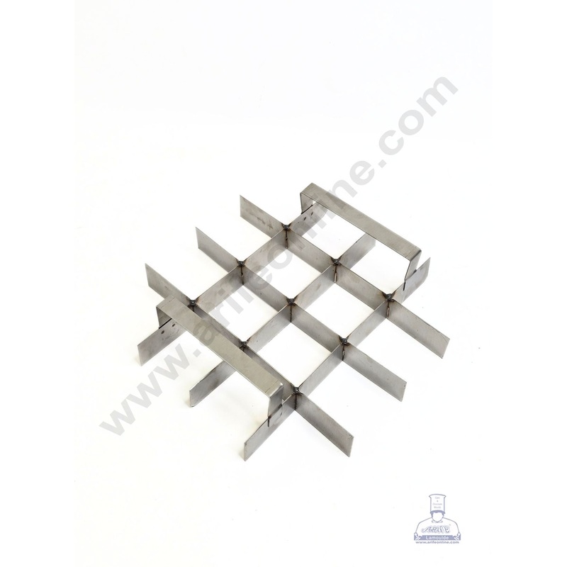 8 Inch Stainless Steel Brownie Cutter  4x4 Grid Insert for 8x8x2 Inch Square Aluminum Mould - CAKE DECOR