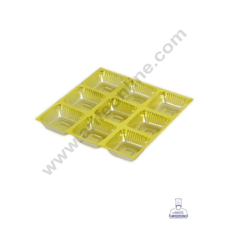 9 Cavity Cake Decor Golden Metallic Color Chocolate Cavity Tray (Pack of 10 pcs) - CAKE DECOR