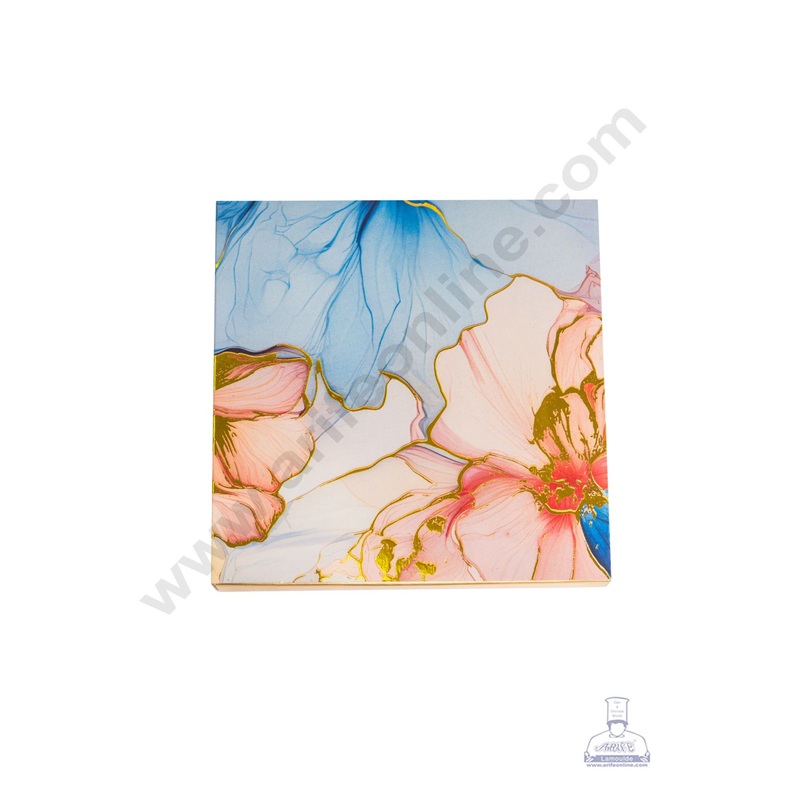 9 Cavity Floral Traditional Design Sliding Chocolate Box Without Cavity - Blue & Pink ( 1 Pc ) - CAKE DECOR