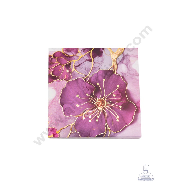 9 Cavity Floral Traditional Design Sliding Chocolate Box Without Cavity - Purple ( 1 Pc ) - CAKE DECOR