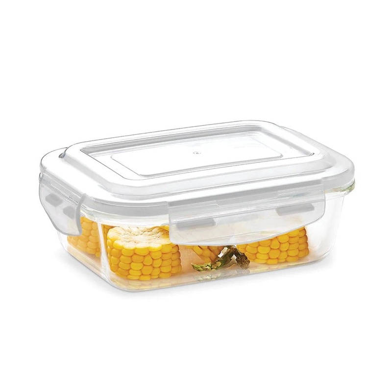 Borosil Klip N Store Rectangular Glass Storage Container | Microwave & Oven Safe | Transparent | 1 Pc