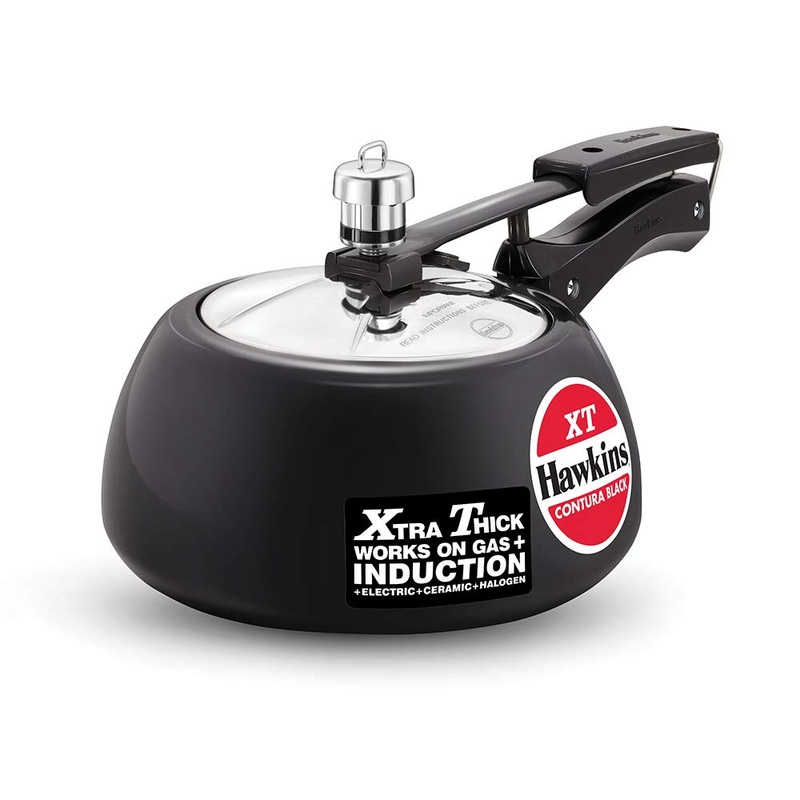 Hawkins Contura Hard Anodised XT (Xtra-Thick) Base Pressure Cookers | Gas & Induction Compatible | Black