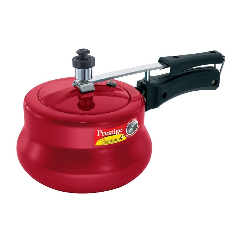 Prestige Nakshatra 3 Litre Aluminium Pressure Cooker | Inner Lid | Induction Compatible | Red