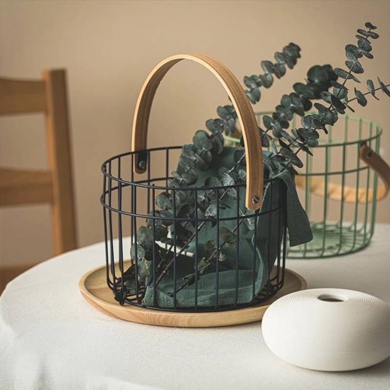 Softel Metal Hold Me Tight Handy Multipurpose Basket with Vegan Handle | Black