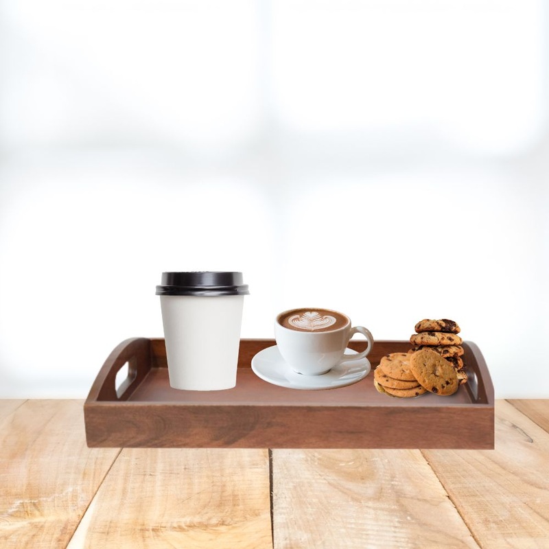 Softel Premium Mahogany Finish Wooden Classic Rectangular Serving Tray | Brown | 1 Pc