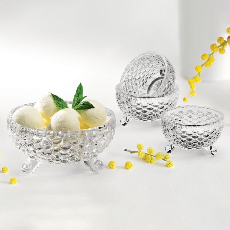 Treo Bliss Designer Glass Pudding Set | Transparent | Set of 7 Pcs