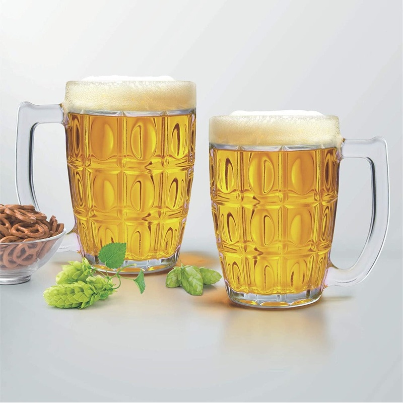 Treo Cascade 385 ML Glass Beer Mug | Transparent | Set of 2 pcs