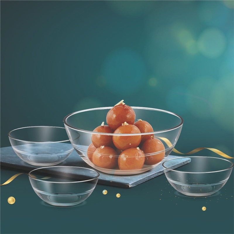 Treo Jelo Designer Glass Pudding Set | Transparent | Set of 7 Pcs