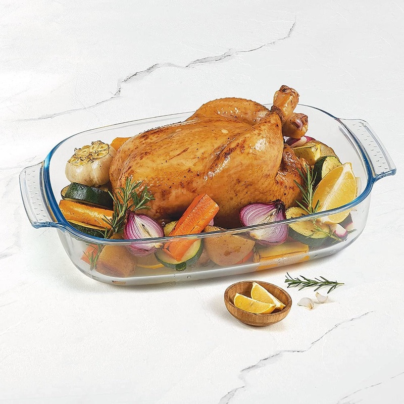 Treo Ovensafe Deep Rectangular Roaster Borosilicate Glass Dish | Transparent | 1 Pc