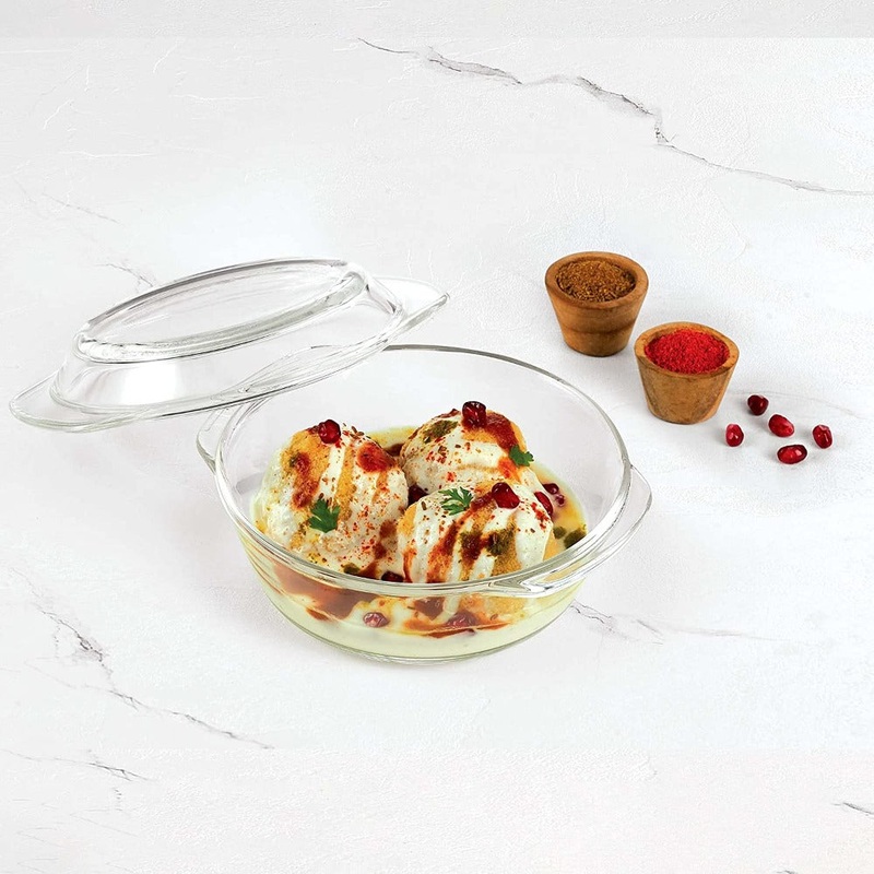 Treo Ovensafe Round Borosilicate Glass Casserole | Transparent | 1 Pc