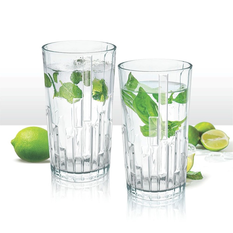 Treo Steps 285 ML Water Glass Tumbler | Transparent | Set of 6 Pcs