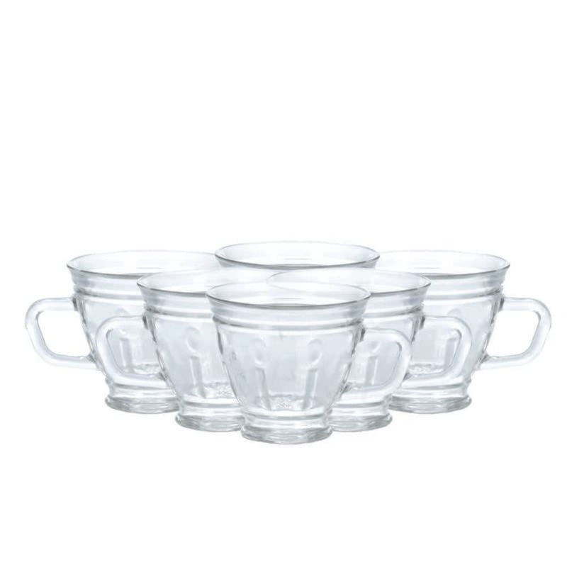 Yera CS6DD 180 ML Glass Coffee Mugs | Transparent | Set of 6 Pcs