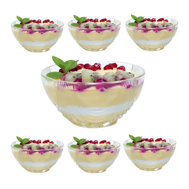 Yera Delicia Dessert Glass Pudding Set | Transparent | Set of 7 Pcs