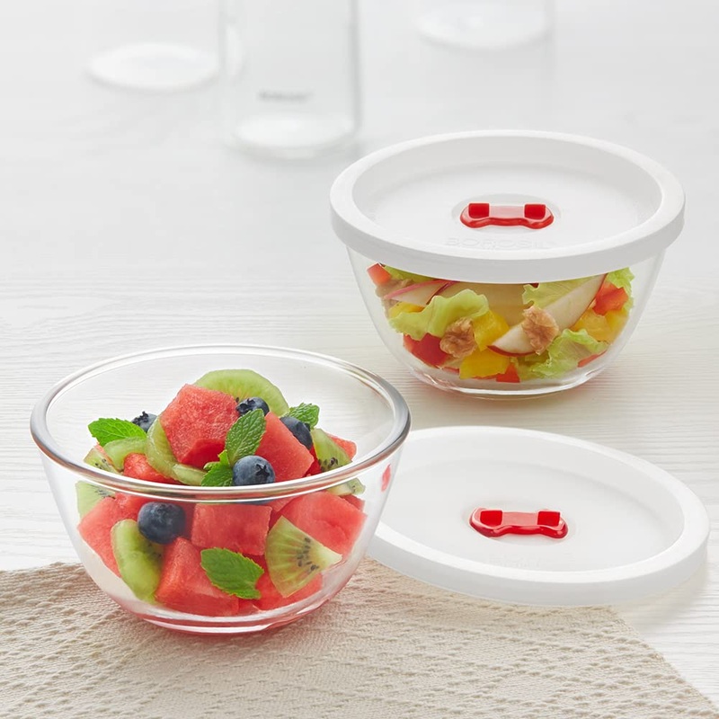 Borosil Basic 500 ML Mixing Bowl Set | Transparent | Set of 2 Pcs