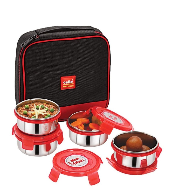 Cello Max Fresh Supremo 4 Containers Stainless Steel Lunch Box