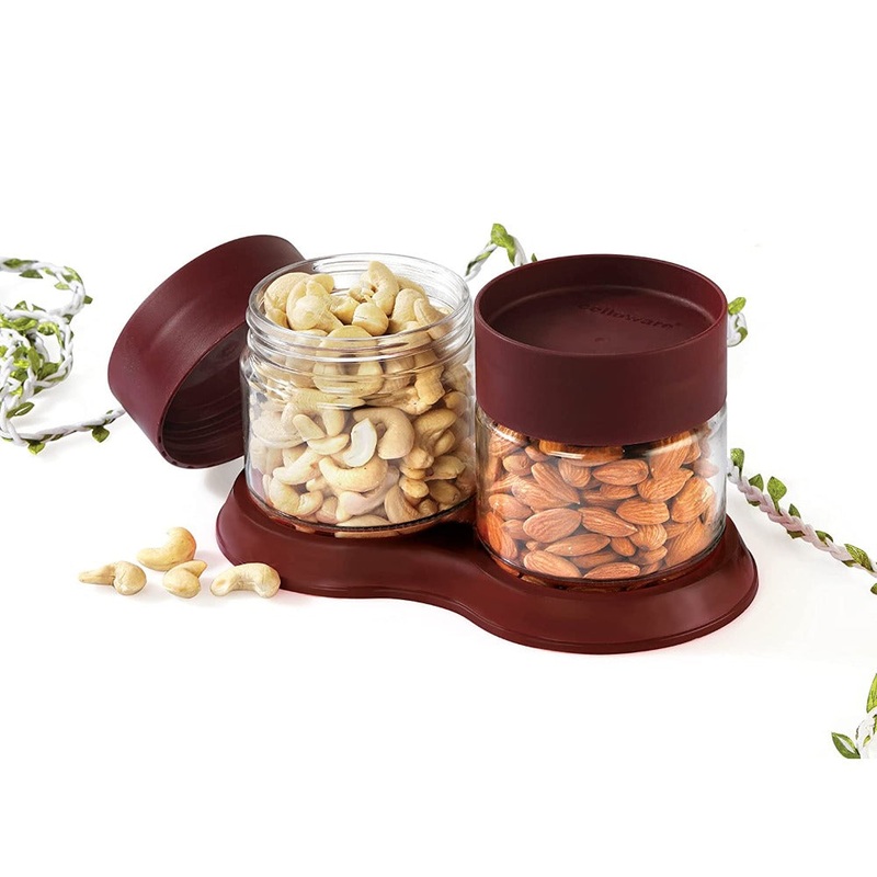 Cello Modustack 500 ML Storage Jars with Tray Gift Set | Set of 2 & Set of 3 Pcs