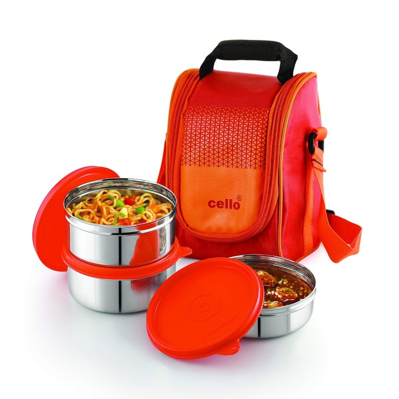 Cello Stainless Steel Matiz Max Fresh 3 Container Lunch Box