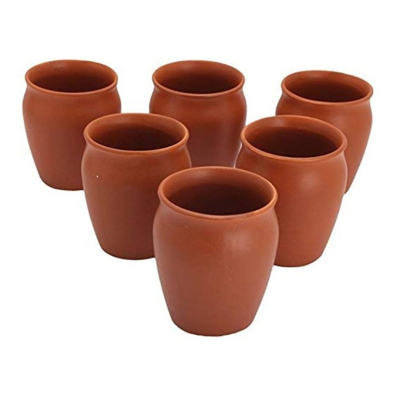 Ceramic Kullar Plain 200 ML Tea Coffee Cups | Chai Kulhad | Brown | Set of 6 Pcs