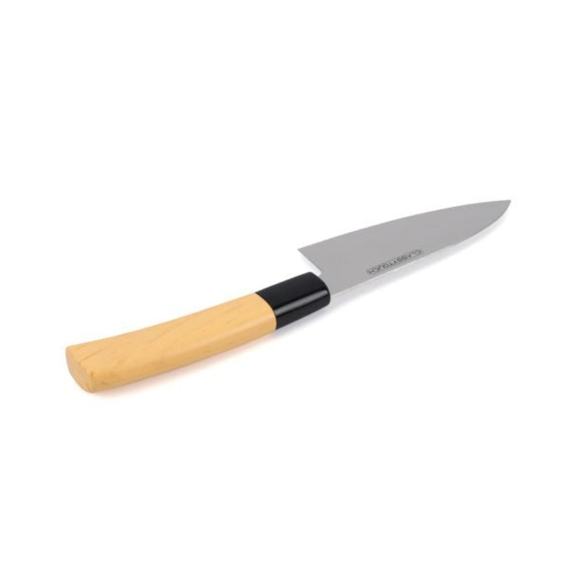 Classy Touch Stainless Steel Chef Knife - CT210A | Wood Textured ABS Plastic Handle | Cream
