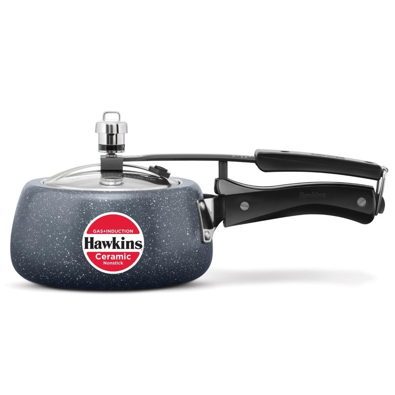 Hawkins Ceramic Nonstick Pressure Cooker | Gas & Induction Compatible | Grey