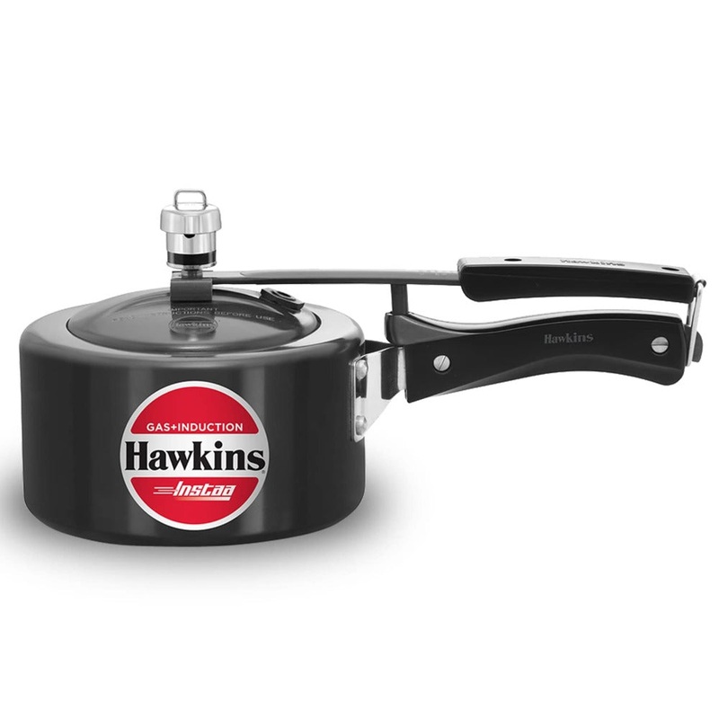 Hawkins Instaa Hard Anodised Pressure Cooker | Gas & Induction Compatible | Black