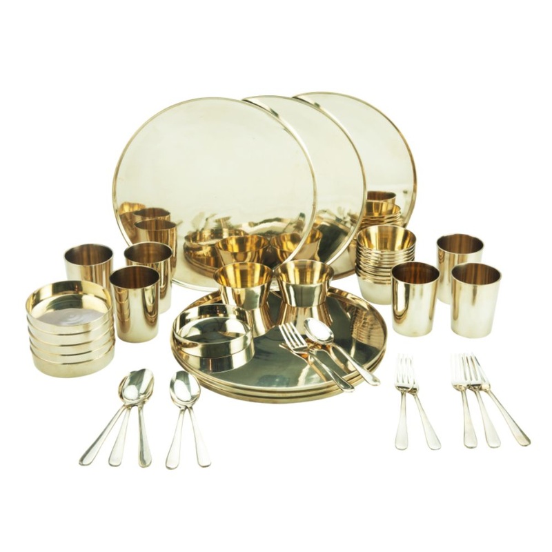 Lacoppera Pure Bronze Bronzente Six Dinner Set | Golden | Set of 42 Pcs