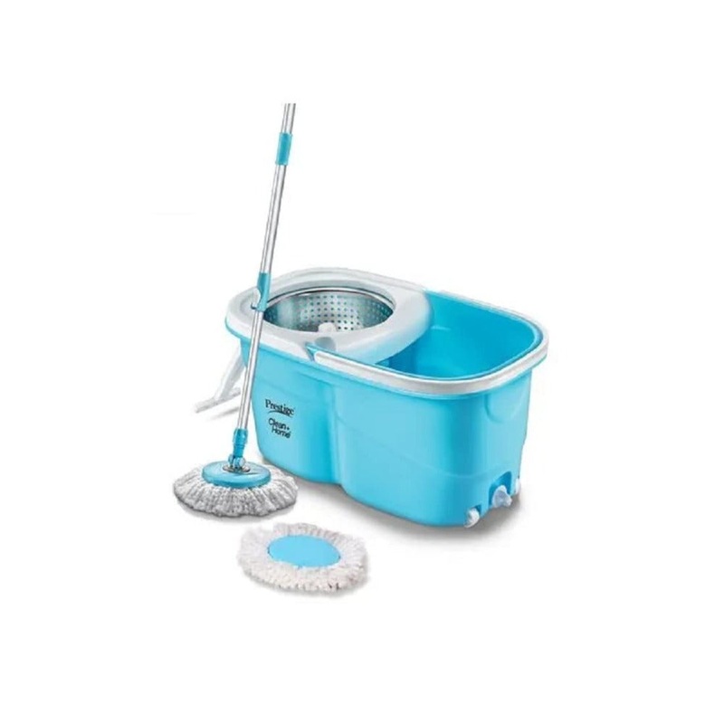 Prestige CleanHome Maxima 02 SS Magic Mop with 2 Mop-heads and Twin Buckets | Blue
