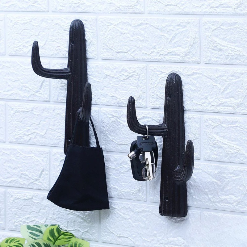Softel Handcrafted Cacti Key Holder/Wall Shelf | Brown | Set of 2 Pcs