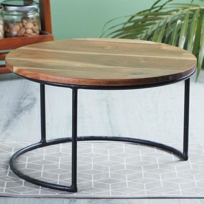 Softel Wooden Cake Stand with Metal Legs | Brown | 1 Pc