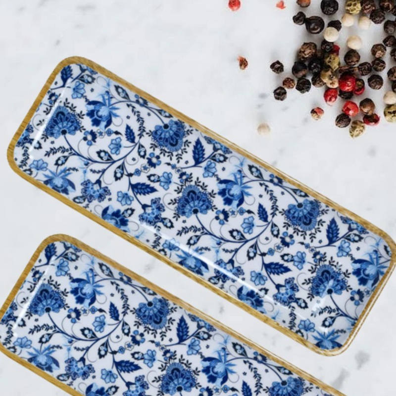 Softel Wooden Rectangular Serving Platter| Platter for Serving Snacks, Appetizers, Salads, and Noodles| 1 Pc