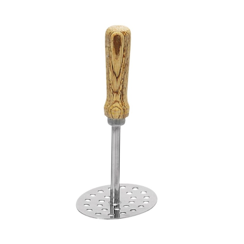 Toral Wooden Handle Stainless Steel Oval Masher | 1 Pc