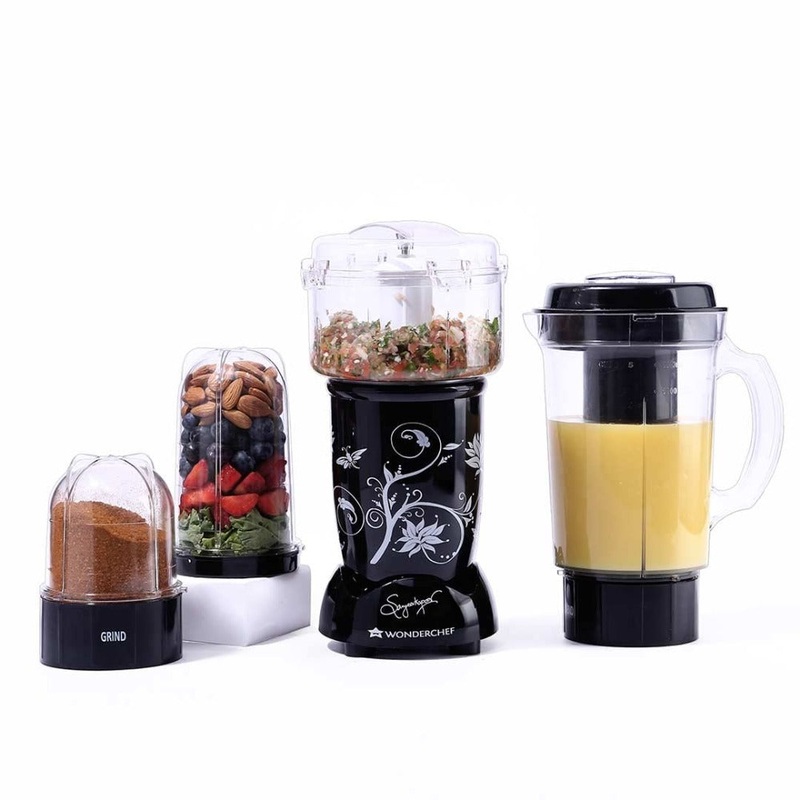 Wonderchef Nutri-blend 400 Watts CKM Juicer Mixer Grinder with 4 Jars | Complete Kitchen Machine | Black | Red | Purple | White