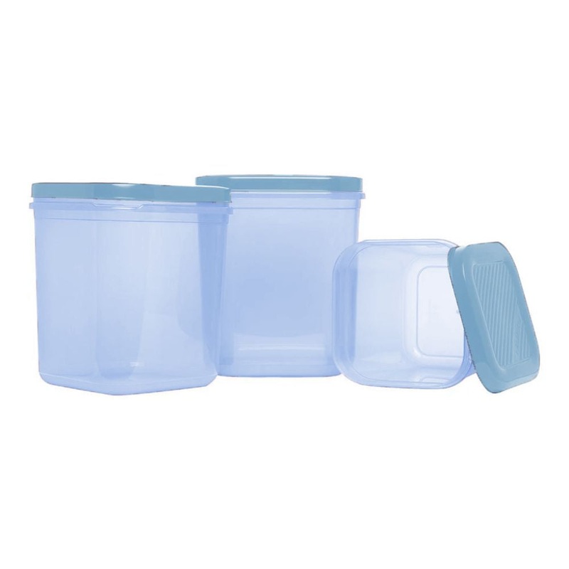 Asian Supremo Square Plastic Storage Container | Stackable | Multipurpose | Set of 3 Pcs