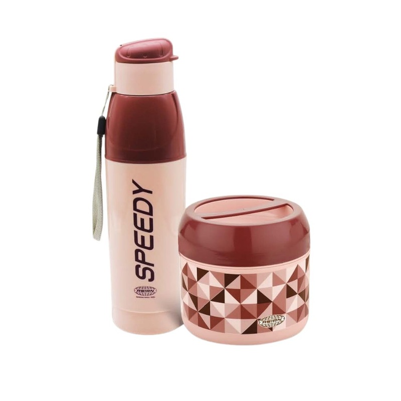 Asian Travel Pack - Mini Meal 550 ML Tiffin + Good Luck Executive 500 ML Bottle | Set of 2 Pcs
