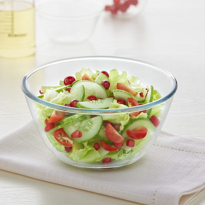 Borosil Glass Mixing & Serving Bowl | Oven & Microwave Safe | Transparent | 1 Pc