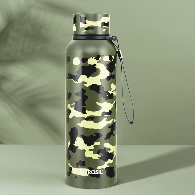 Borosil Trek Military Green 700 ML Stainless Steel Water Bottle | 1 Pc