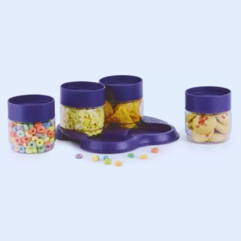 Cello Modustack 500 ML Storage Jars with Tray Gift Set | Set of 4 Pcs