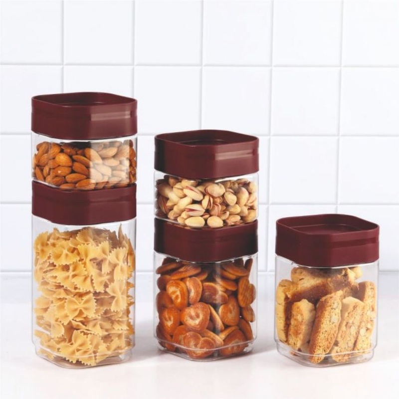 Cello Modustack Square Plastic Canister | Set of 2 Pcs