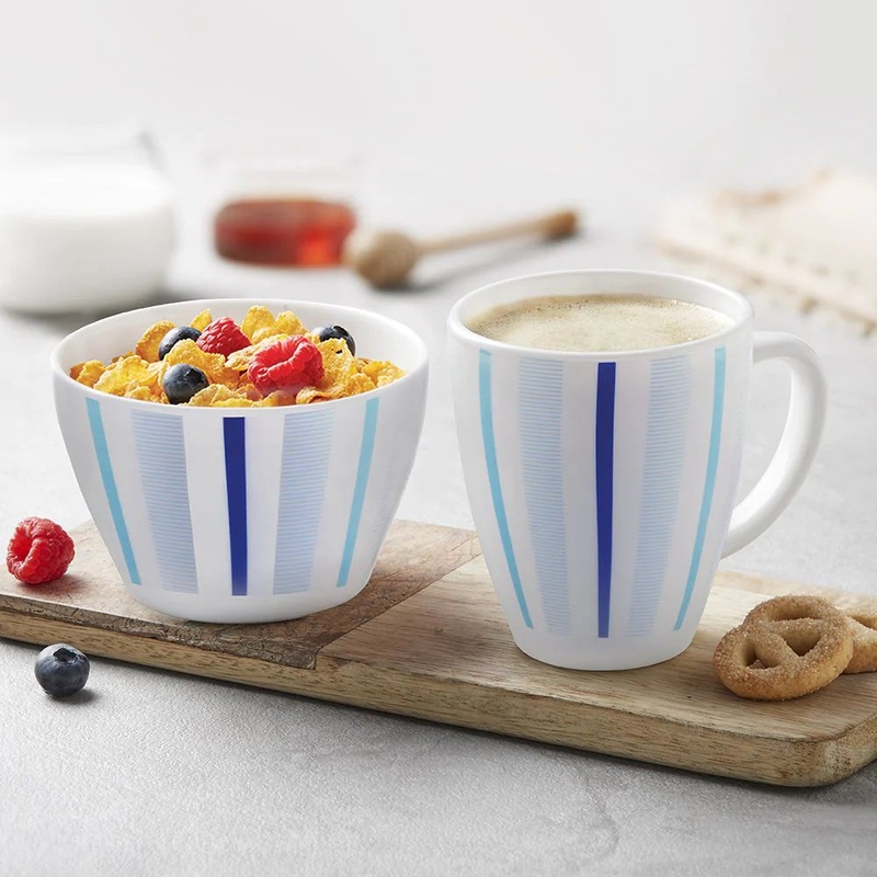 Larah by Borosil Breakfast Set - Snack Bowl 515 ML + Mug 390 ML | Set of 2 Pcs