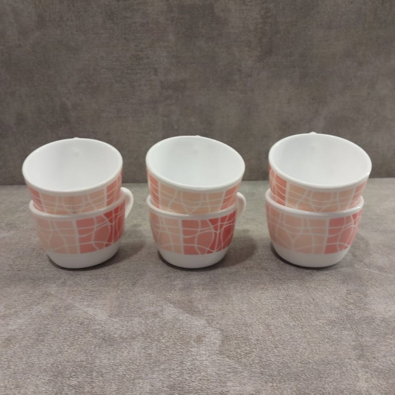 Larah By Borosil Flamingo 140 ML Cup Set | Set of 6 Pcs