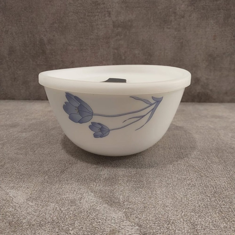 Larah by Borosil Opalware 500 ML Mixing Bowl with Lid | 1 Pc