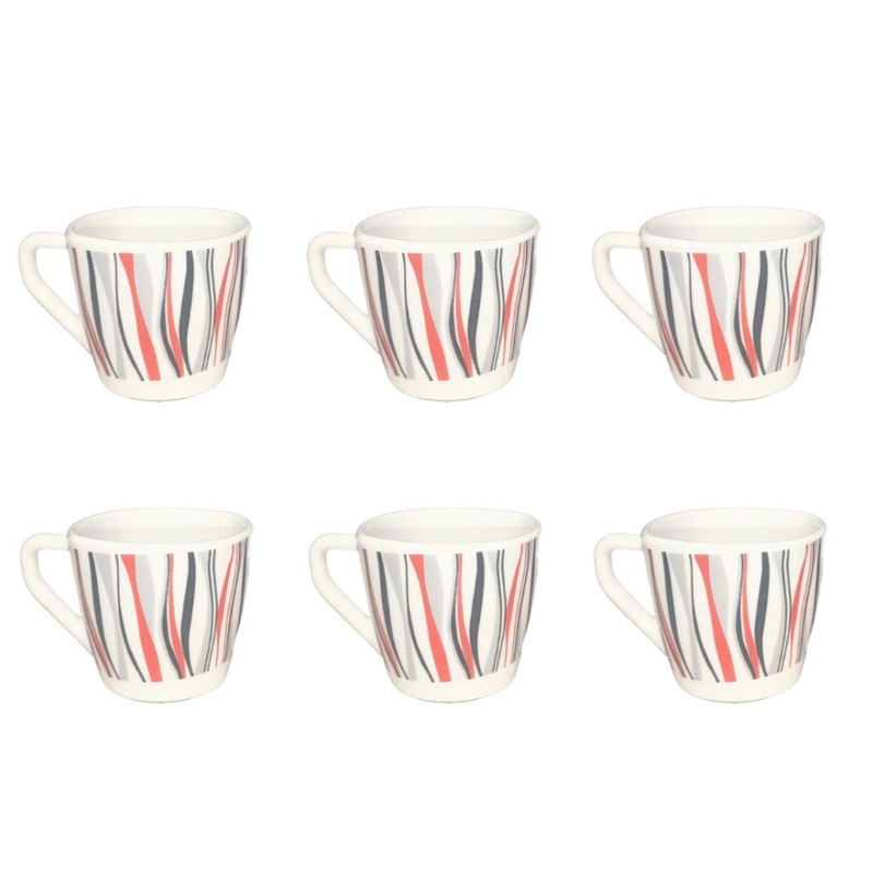 Larah By Borosil Rio Red 100 ML Square Cup Set | Set of 6 Pcs