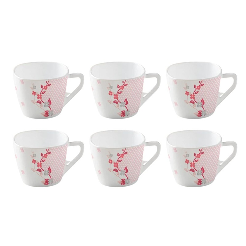 Larah By Borosil Viola Pink 100 ML Square Cup Set | Set of 6 Pcs