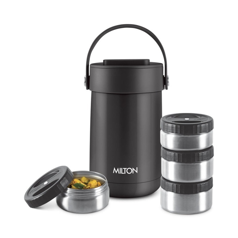 Milton Glamour Vacuum Insulated 4 Container Tiffin Box | Hot & Cold