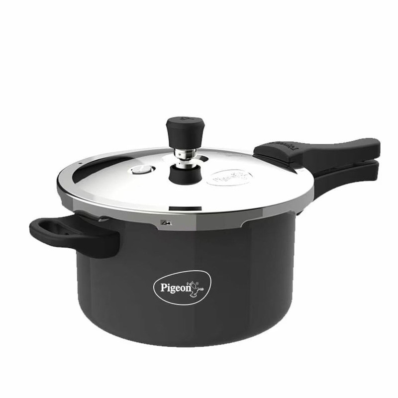 Pigeon Aluminium Hard Anodised 2.5 Litre Pressure Cooker | Induction Compatible | Black