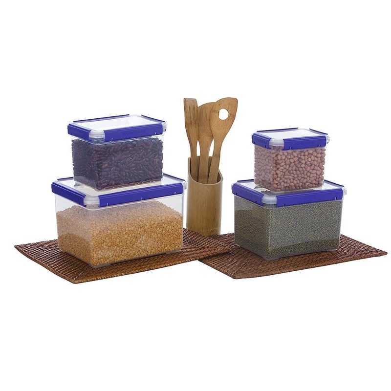 Varmora Novelty Square Plastic Container Set | Stackable | Set of 4 Pcs