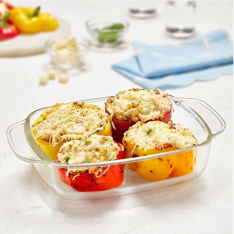 Borosil Deep Rectangular Dish | Microwave & Oven Safe | Transparent | 1 Pc